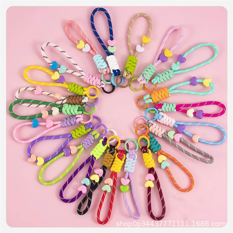 Colorful Knotted Keychain Lanyard, Handmade DIY Short Detachable Bag, Water Bottle, Phone Chain, Bead Pendant Colorful Knotted Keychain Lanyard, Handmade DIY Short Detachable Bag, Water Bottle, Phone Chain, Bead Pendant