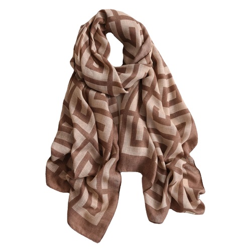 Back-shaped geometric new cotton and linen feel scarf for women winter Korean version versatile warm gauze scarf dual-purpose shawl beach towel