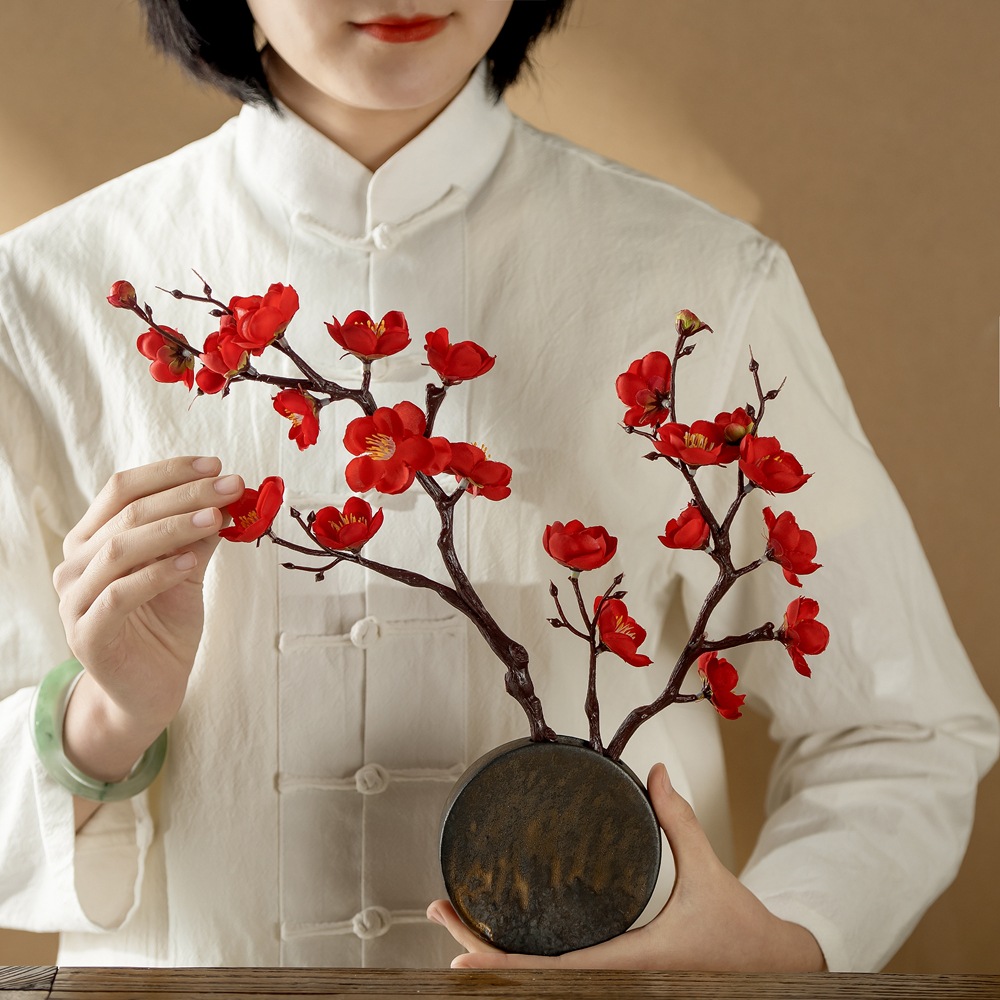 工藝品一剪梅花廠家INS假花綠植物批發婚慶裝飾跨境仿真花MW36895