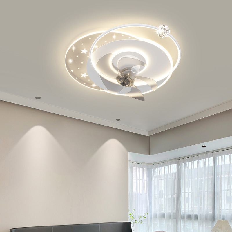 Luz de lujo moderno dormitorio comedor estudio ventilador invisible luz LED oro cuadrado todo en ventilador luz de techo