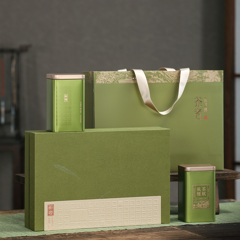 新品茶叶包装礼盒空盒龙井茶绿茶通用包装盒半斤装茶叶礼盒手提袋