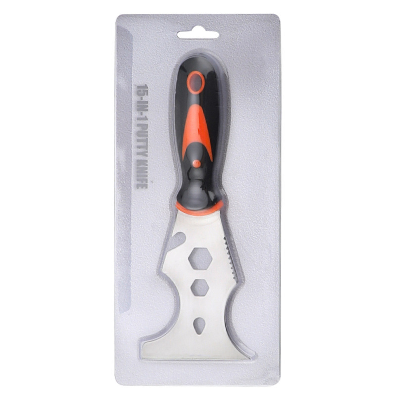 跨境15合1多功能油灰刀不锈钢铲刀刮腻子抹泥刀清洁铲刀泡壳装