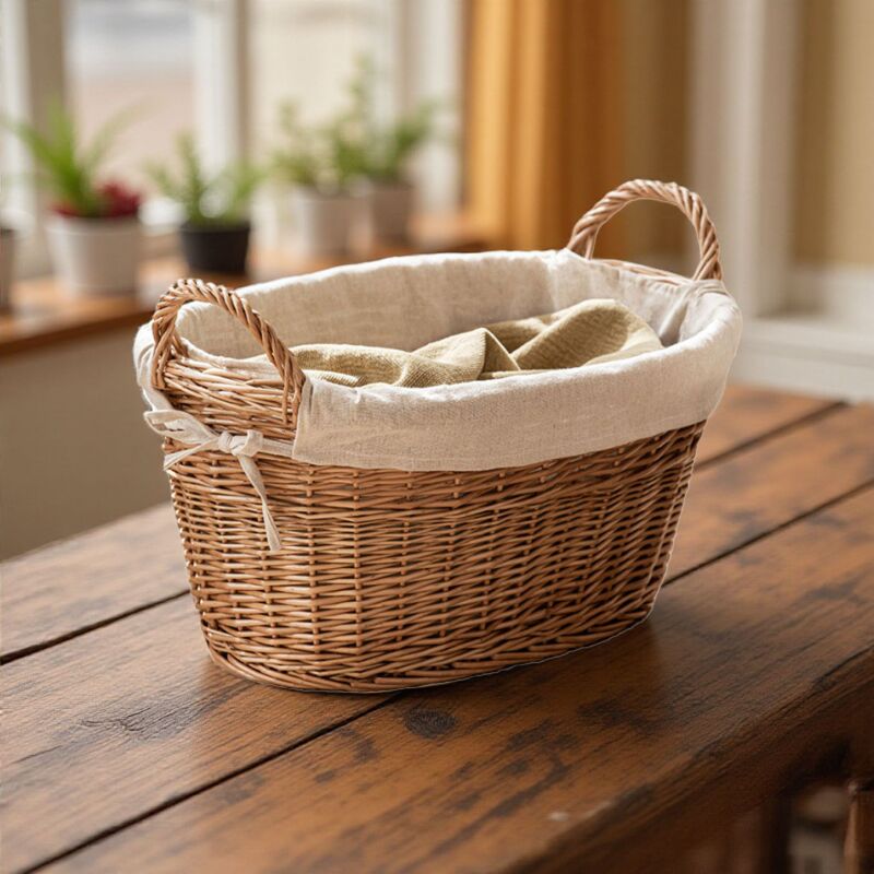 Rattan and Willow Woven Laundry Basket, Dirty Clothes Storage Bin, Toy and Snack Miscellaneous Storage Basket, Dirty Clothes Storage Box