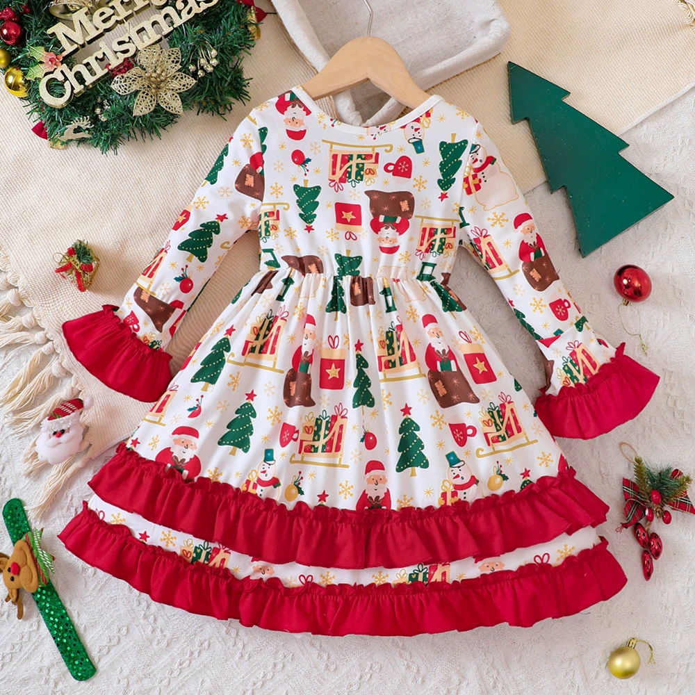 Демисезон Christmas мегапон, платье с рукавами, детская одежда