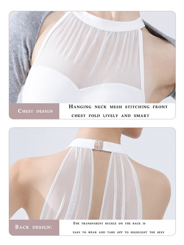 Ballet dance one-piece suit for adult women in summer new style sleeveless halter neck art test practice suit mesh splicing gym suit