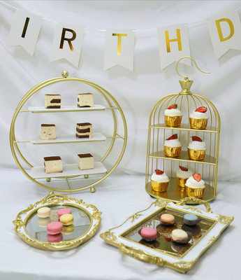 Decoración DE LA MESA de postre soporte de exhibición traje bandeja de pastelería comida fría té descanso Mesa pastel estante tarde té merienda stand image 13