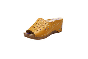 Foreign trade new summer women's flower slippers car stitching cross-border wedge heel large size sandals