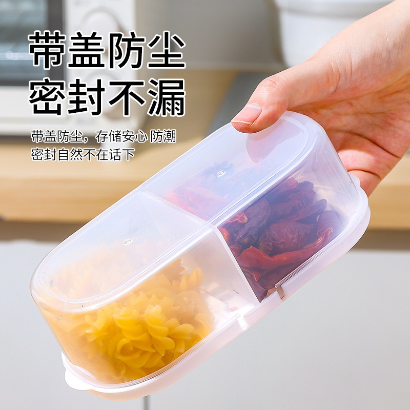 Doble-rejilla cubierta cocina alimentos granos sellados tarro multifuncional cocina refrigerador caja de almacenamiento de plástico
