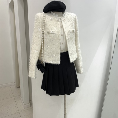 Advance sale 2023 Spring new pattern Ladies temperament Small fragrant wind Nail bead jacket Sequins coat Women's wear