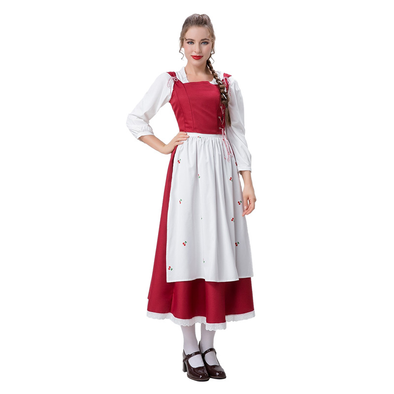 Adult Women's Halloween cosplay Little Red Riding Hood costume long dress set role-playing clothes women's clothing_voghion.com