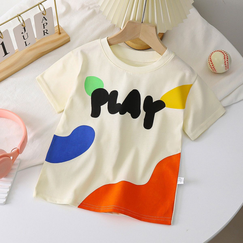 New Boys' Clothes Summer Children's Base Shirt Men's Baby Children's Western Style Top Short-sleeved T-shirt Girls' Base Shirt