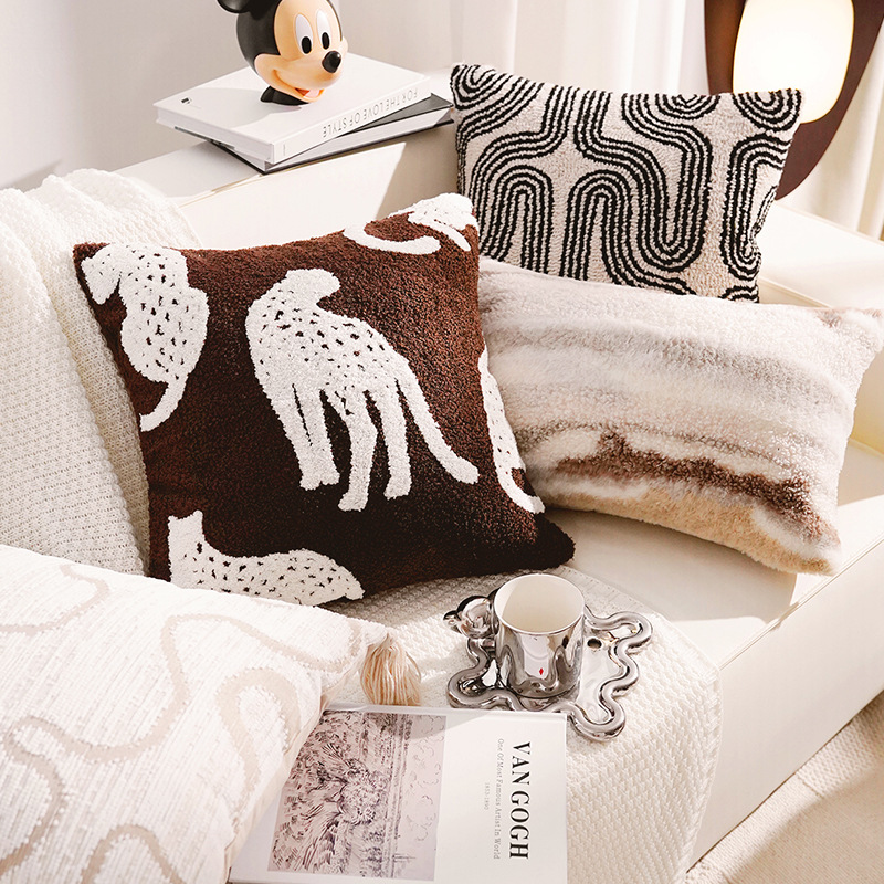 Sofá marrón francés almohada funda de almohada lujoso ligero simple sala de estar cama ventana flotante almohada cojín de almohada núcleo