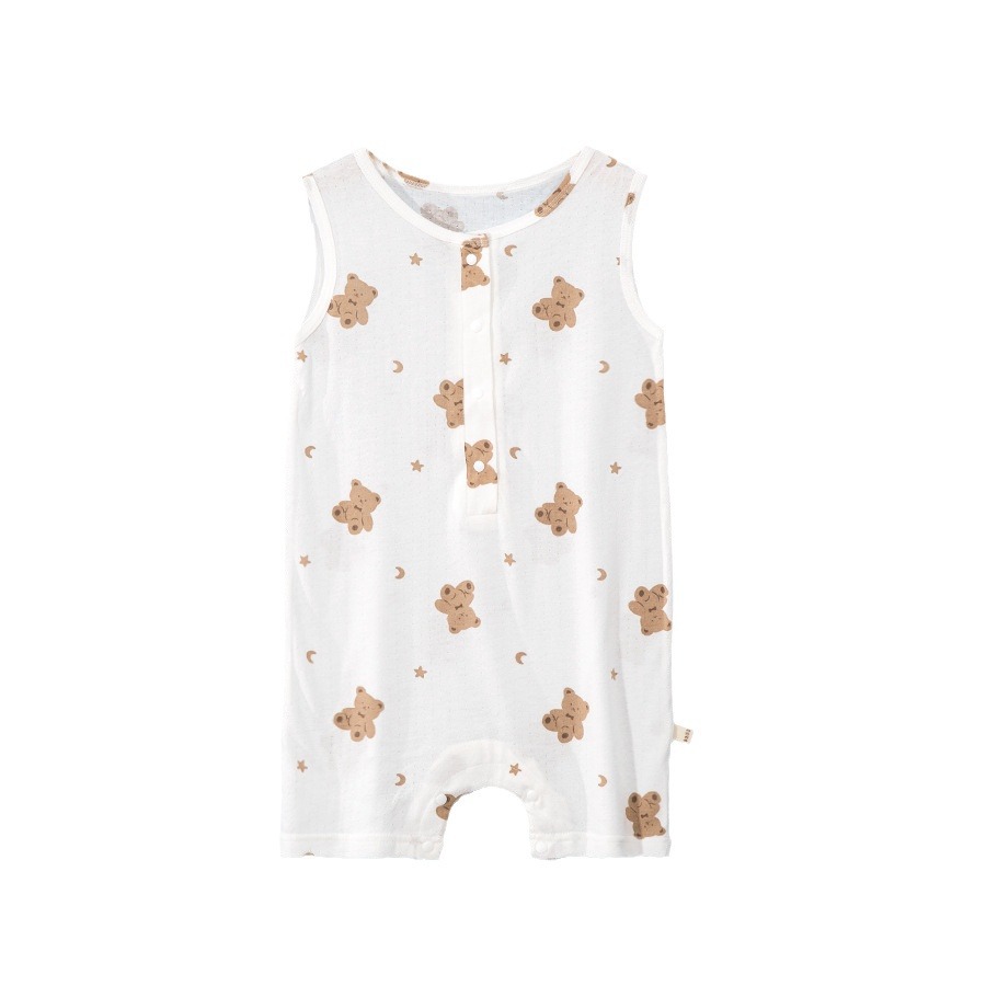 Ropa de verano para bebés, mono fino de algodón de bambú, ropa de aire acondicionado para bebés, ropa de escalada, ropa de manga corta de estilo nórdico