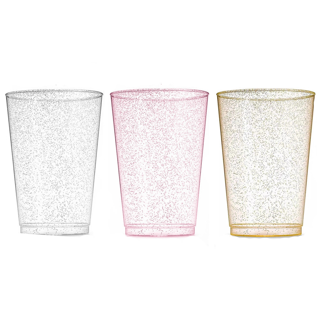 12oz taza de agua desechable polvo de oro copa de vino polvo de plata whisky taza de plástico taza de jugo Rosa taza de oro