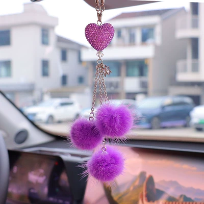 car pendant car pendant car – Car hanging - bright-purple-peach-heart-bright-purple-mink-hair