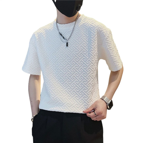 Fashionable trend brand half-sleeve high-end design 2025 summer men slim fit trendy versatile short-sleeve T-shirt for men