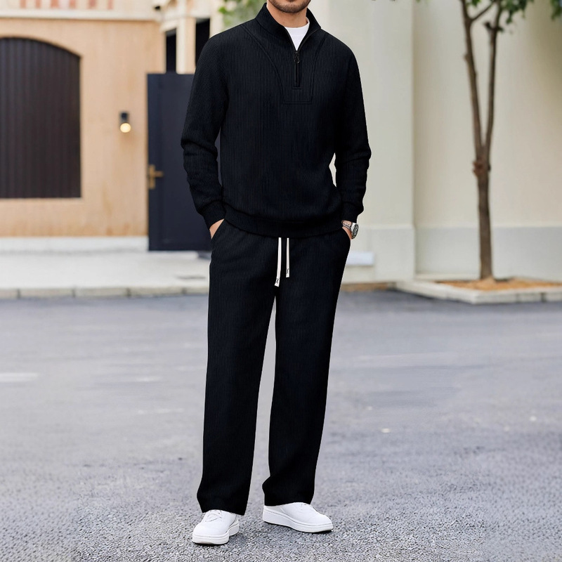 Autumn New Style Half-Zip Stand-Up Collar Men's Corduroy Top, Stylish Casual Outfit for Autumn and Winter Autumn New Style Half-Zip Stand-Up Collar Men's Corduroy Top, Stylish Casual Outfit for Autumn and Winter