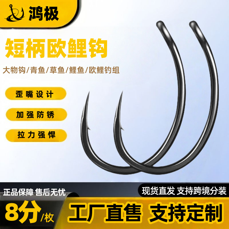 European Carp Fishing Hook, Bent-Back Hook, Large Fish Hook, Big Fish Hook, Crucian Carp Hook, Angled Mouth Hook, European Fishing Rig, Carp Feather Hook, Nymph Hook
