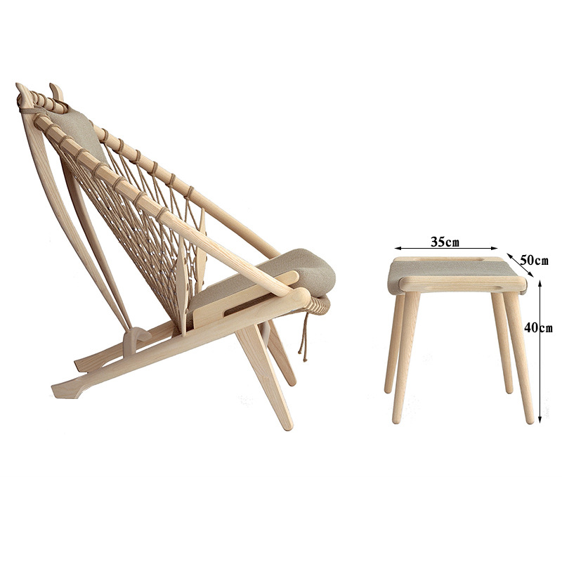 소파 의자 1 개 + 1 피트 [로그 컬러 프레임 + 회색 쿠션 + 다크 브라운 꼰 로프]