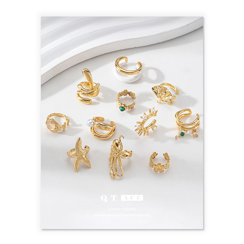 Lujo ligero, sentido de alta gama, personalidad, pendientes irregulares, temperamento, viento frío, clip de hueso de oreja, moda, todo fósforo, nuevo estilo de verano