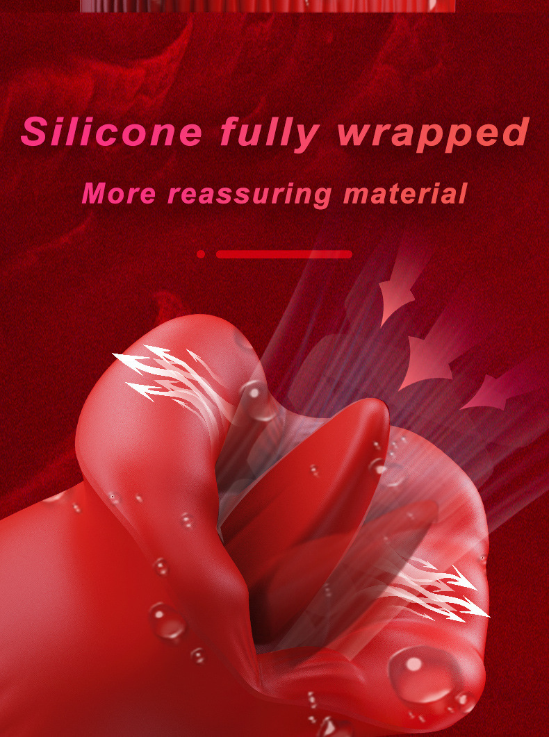 Rose Lip Tongue Licking Vibrator, Purple Silicone & ABS Clitoral Massager for Adults — detail image 4