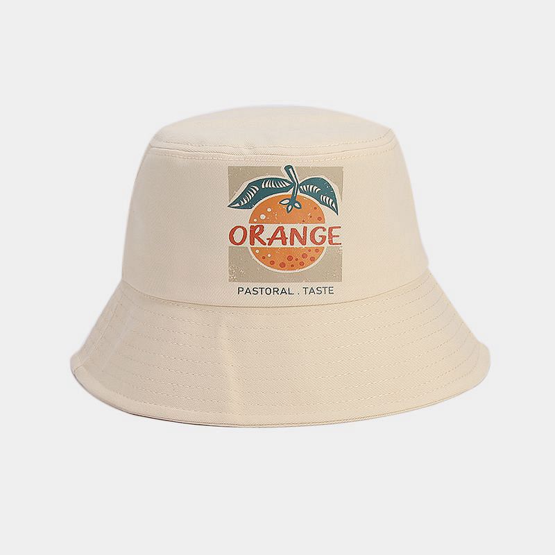 Estilo japonés artístico fresco creativo naranja patrón pescador sombrero moda estilo coreano Internet celebridad moda al aire libre protección solar sombrero para el sol