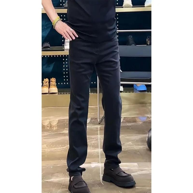 黑色牛仔裤男秋季新款轻奢简约修身直筒裤高端潮牌百搭弹力休闲裤|undefined