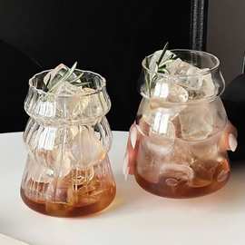 ins风高颜值圣诞树玻璃杯冰美式拿铁咖啡杯家用水杯冷饮杯果汁杯