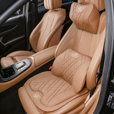 same color as the original car, Headrest - mercedes-benz-new-e-class-headrest-1-piece-lumbar-support-1-piece-seat-cushion-1-piece-tongka-brown