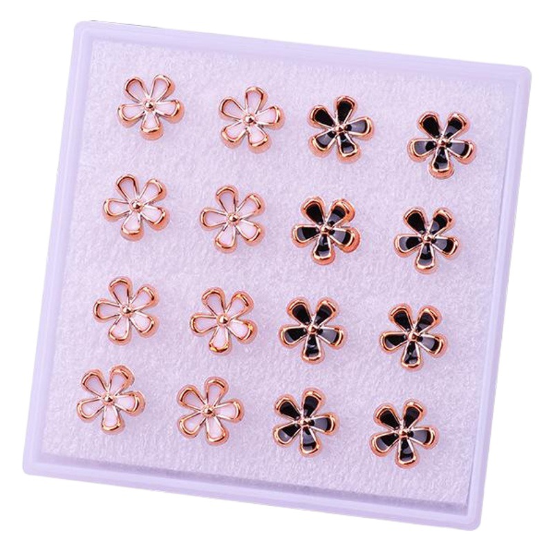 Juego de Aretes de Resina y Plástico Esmaltado