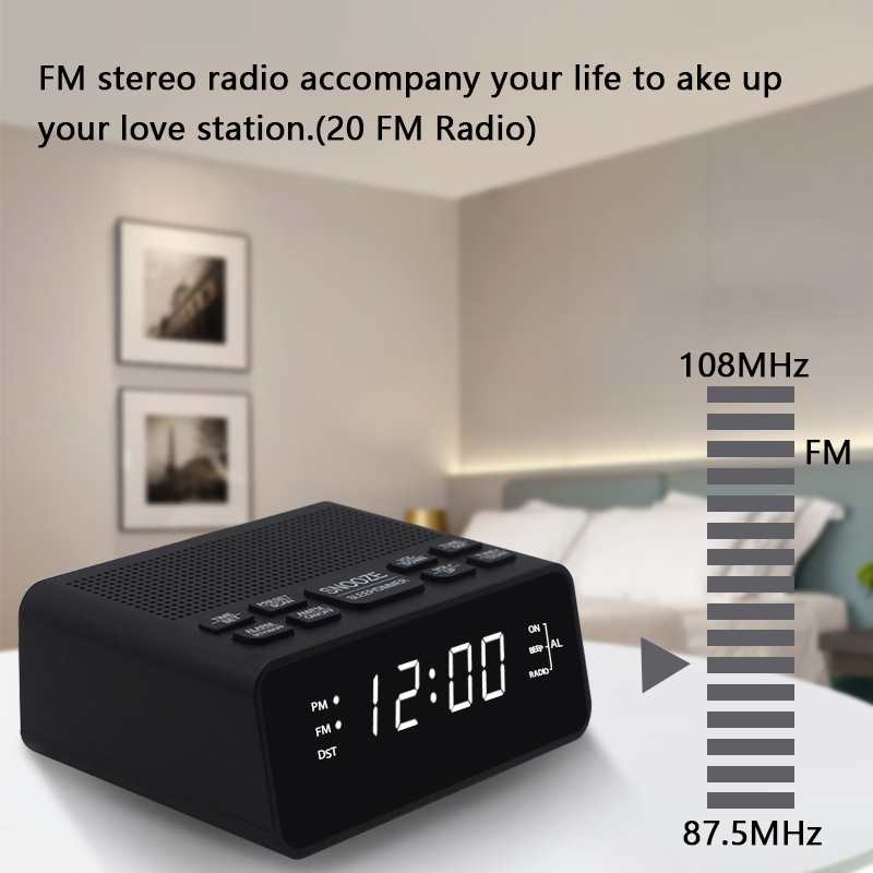Digital Led Alarm Clock With Dual Am Fm Radio For Bedside_voghion.com