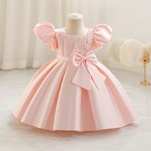 2025新款婴幼儿童周岁生日宴会礼服蝴蝶结泡泡袖kids dress公主裙