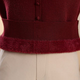 洋气妈妈秋装新款针织假开衫上衣中老年人女秋冬长袖一体绒毛衣，女装针织衫/毛衣，妃慕昵服饰