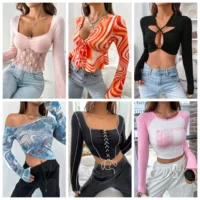 SHEIN, бренд внешней торговли, женская одежда для пикантных девушек, ассорти, сексуальный укороченный топ, маленькая футболка, майка в стиле чистого желания, маленький топ, оптовая продажа
