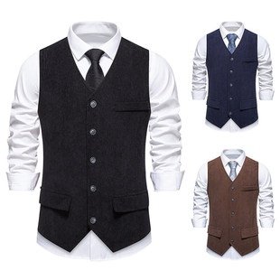 Foreign Trade European Fashion Amazon New Men's Corduroy Fabric Retro Suit Vest M136