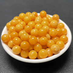 蜜蜡色鸡油黄玉髓散珠子男女款手串diy手工水晶编绳饰品手链配件