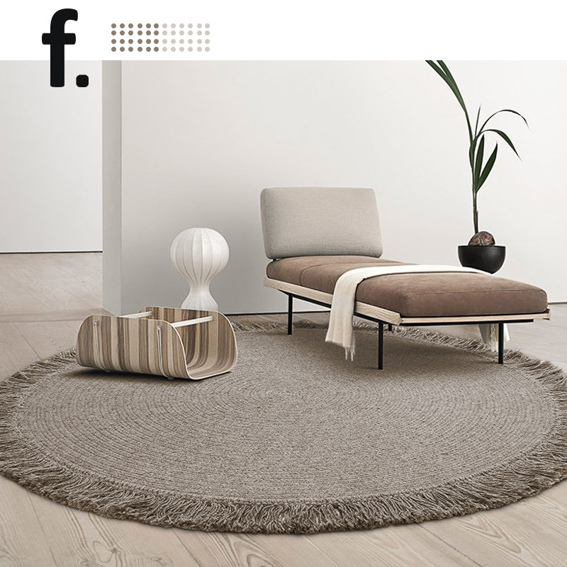 2Ff.  天然羊毛氂牛毛編織簡約沙發茶几臥室客廳圓形純色素色地毯