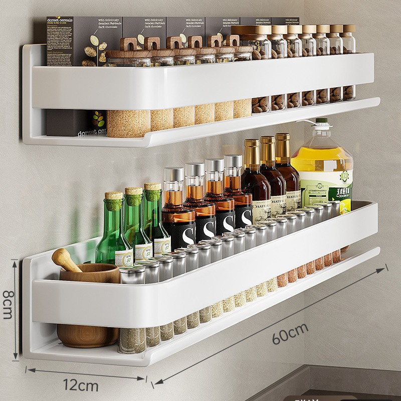 Estante de cocina condimento tarro de almacenamiento estante de pared sin perforar pared hogar multifuncional condimento rack