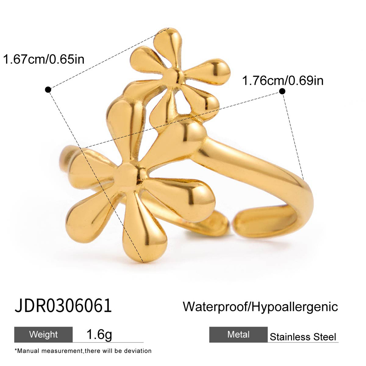 Wanxing flores europeas y americanas abiertas anillo de titanio nicho de alto nivel de anillo de hoja ligero lujoso anillo transfronterizo combinación de mujeres image 8