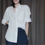 宽松早春法式长袖衬衫