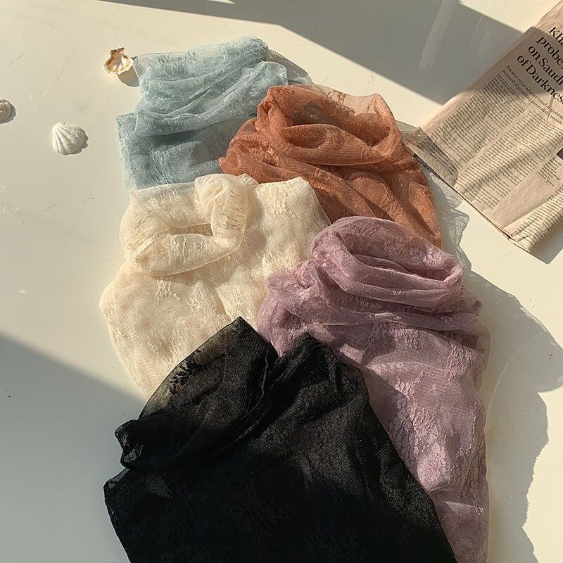 2023 New T-Shirt Fairy Mesh Long-Sleeved Top Super Fairy High-Neck Lace Bottoming Shirt for Women Spring and Summer Style Starry Sky 2023 New T-Shirt Fairy Mesh Long-Sleeved Top Super Fairy High-Neck Lace Bottoming Shirt for Women Spring and Summer Style Starry Sky