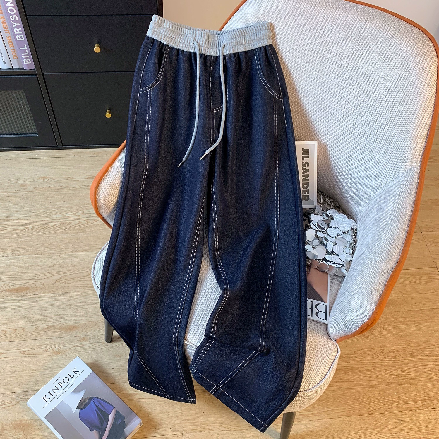 Летние джинсы для отдыха, плюс размер, высокая талия, оверсайз