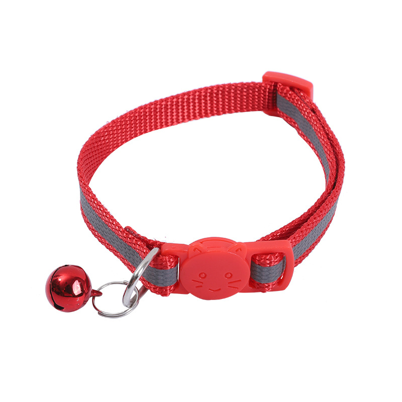 Collar de gatito ajustable de 1.0CM con barra reflectante, campana, collar de gato, cinturón de gato de nailon, cuerda de tracción, manga de cuello de gato