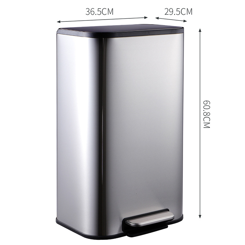 Cubierta fija blanca mate, bote de basura curvo cuadrado, sala de estar, cocina, bote de basura, pie simple, pie, bote de basura
