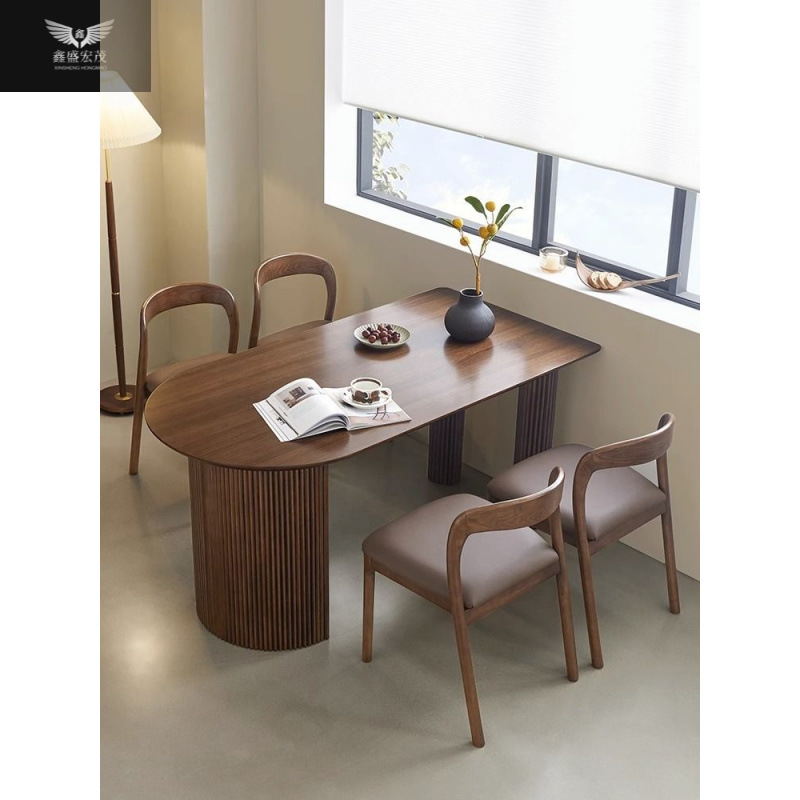 Mesa de comedor de madera sólida nórdica simple mesa de comedor rectangular pequeña casa comedor contra la pared
