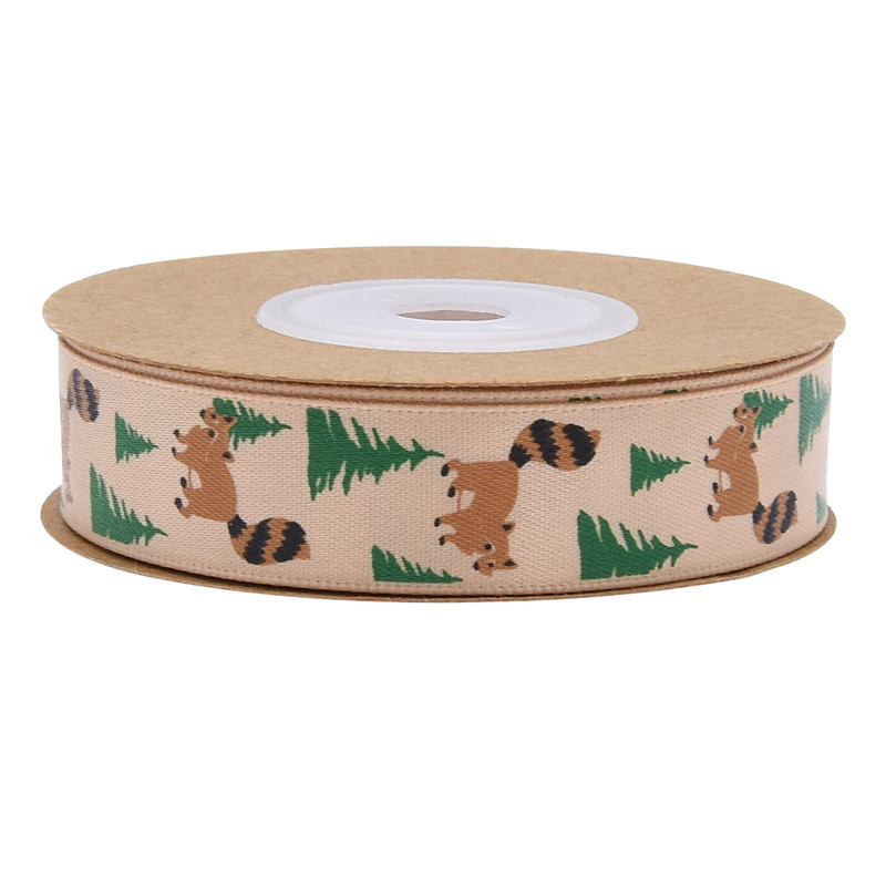 Transfronterizo nuevo impreso animal Navidad fruta cinta flores Navidad regalo embalaje de alta calidad Cinta de Oro 10Y