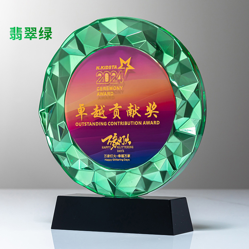 Trofeo de cristal grabado fijo resina de madera impresión en color creativa excelente reunión anual de honor del personal de baloncesto infantil