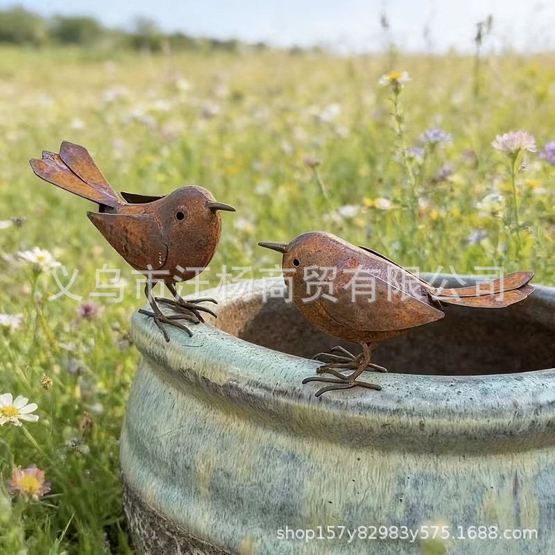 Cross-Border Aliexpress Jit Supply: Rusty Bird Set for the Garden, Metal Silhouette, Temu Tk Dropshipping