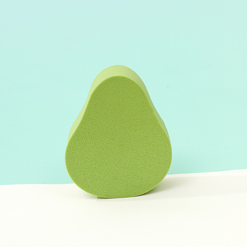 Personalizada serie de polvo de fruta suave forma especial seca húmeda doble uso esponja de maquillaje polvo de aguacate ultra suave forma