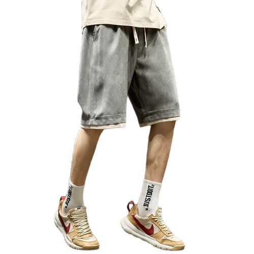 Summer American Retro Versatile Loose Lightweight Comfortable Sports Shorts for Men Trend Brand Pajama Style Five-Finger Mid Pants